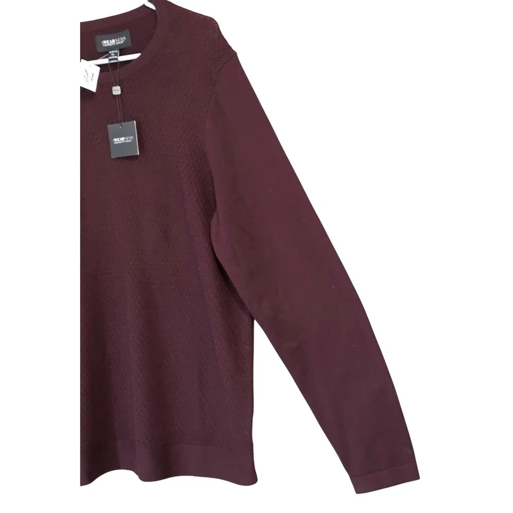 Awearness‎ Kenneth Cole Sweater Mens XL Burgundy NEW Slim Fit Textured Crewneck